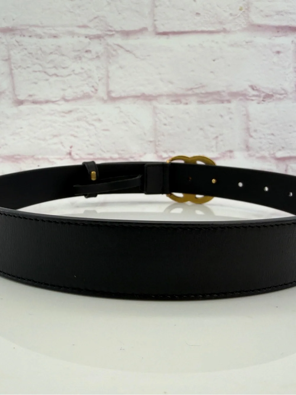 Gucci Slim Leather Marmont Gg Double Unisex Belt Black 70/28